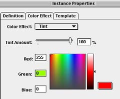 Tint settings under the Instance Properties